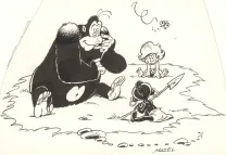 Black and white illustration, Boulouloum et Guiliguili (Les jungles perdues) , Le Trésor du Kawadji (T.3),  Mazel
