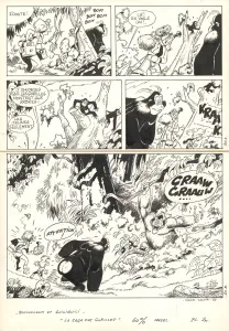 Planche noir et blanc, Boulouloum et Guiliguili (Les jungles perdues) , La Saga des gorilles (T.5),  Mazel