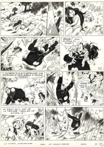 Planche noir et blanc, Boulouloum et Guiliguili (Les jungles perdues) , Les Aventuriers de la préhistoire (T.7),  Mazel