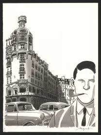 Illustration noir et blanc, Nestor Burma, Emmanuel Moynot