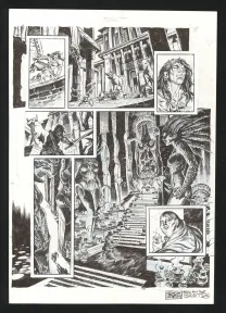 Black and white original page, Conan le Cimmérien, La Maison aux trois bandits (T.10), Paolo Martinello 