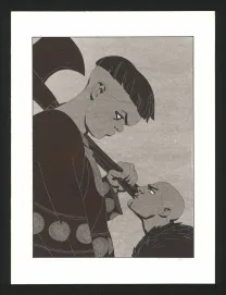 Black and white illustration, Les Ogres-Dieux, La Première née (T.4), Bertrand Gatignol