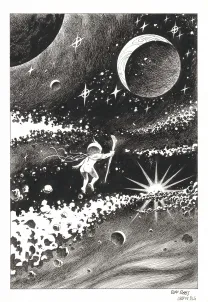 Black and white original page, Le Vagabond des Étoiles , Première partie (T.1),  Riff Reb's