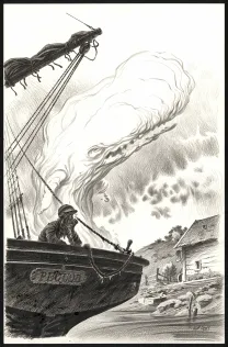 Black and white illustration,  Riff Reb's