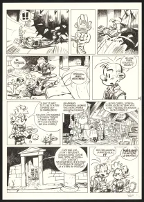 Planche noir et blanc, Spirou et Fantasio, Le Groom de Sniper Alley (T.54),  Yoann
