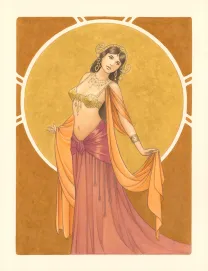Colored illustration, Mata Hari, Laurent Paturaud