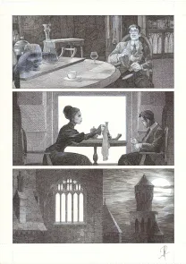 Black and white original page, La Mort vivante, Alberto Varanda