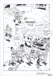 Planche noir et blanc, Les Pompiers,  Stedo