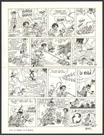 Planche noir et blanc, Le Marsupilami, Le Temple de Boavista (T.8),  Batem