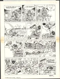Black and white original page, Le Marsupilami, Le Bébé du bout du monde (T.2),  Batem