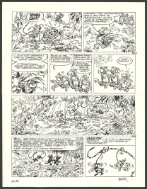 Planche noir et blanc, Le Marsupilami, Viva Palombia ! (T.20),  Batem
