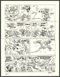 Planche noir et blanc, Le Marsupilami, Chiquito Paradiso (T.22),  Batem