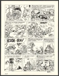 Planche noir et blanc, Le Marsupilami, Biba (T.28),  Batem