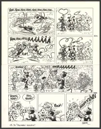 Black and white original page, Le Marsupilami, Palombie secrète (T.30),  Batem