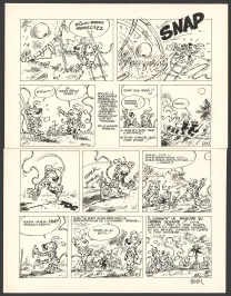 Black and white original page, Le Marsupilami, La Queue du Marsupilami (T.1),  Batem