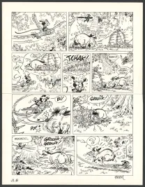 Planche noir et blanc, Le Marsupilami, Robinson Academy (T.18),  Batem