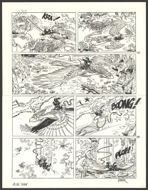 Planche noir et blanc, Le Marsupilami, Biba (T.28),  Batem