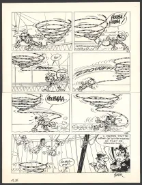 Planche noir et blanc, Le Marsupilami, Tous en piste (T.16),  Batem