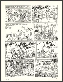 Planche noir et blanc, Le Marsupilami, L'Orchidée des Chahutas (T.17),  Batem