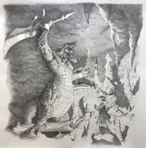 Illustration noir et blanc,  Mougani