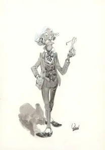Black and white illustration, Spirou et Fantasio,  Yoann