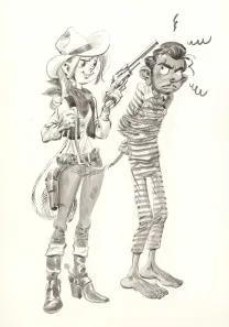 Illustration noir et blanc, Spirou et Fantasio,  Yoann