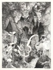 Illustration noir et blanc, Le Bestiaire du crépuscule, Daria Schmitt