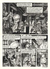 Black and white original page, Ornithomaniacs, Daria Schmitt