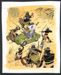Illustration couleur, Spirou et Fantasio, Le gri-gri du Niokolo-Koba (T.25), Jean-Claude Fournier
