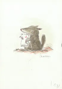 Illustration couleur, Bibi, Bibi et le loup, Claude K. Dubois