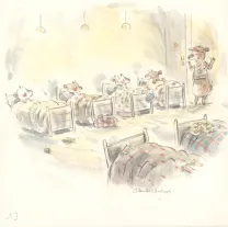Colored illustration, Bibi, Bibi et le secret des doudous, Claude K. Dubois
