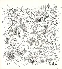 Illustration noir et blanc, Le Marsupilami,  Batem