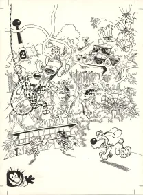 Illustration noir et blanc, Le Marsupilami,  Batem