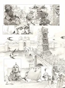 Black and white original page, Chroniques de Roncevaux, La Légende de Roland (T.1), Juan Luis Landa
