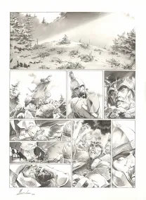 Black and white original page, Chroniques de Roncevaux, La Légende de Roland (T.1), Juan Luis Landa
