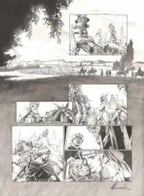 Black and white original page, Chroniques de Roncevaux, La Légende de Roland (T.1), Juan Luis Landa
