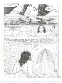 Planche noir et blanc, Complainte des Landes Perdues, La Fée Sanctus (T.7), Philippe Delaby