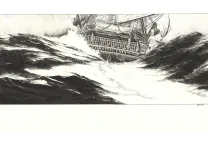 Illustration noir et blanc, USS Constitution, Franck Bonnet