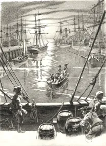 Illustration noir et blanc, L'Île au trésor,  Riff Reb's