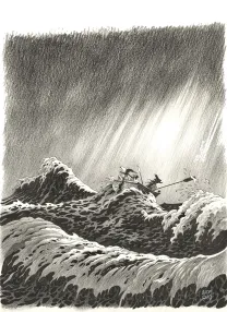 Illustration noir et blanc, L'Île au trésor,  Riff Reb's