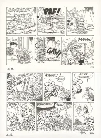 Black and white original page, Le Marsupilami, Les Fils en or (T.14),  Batem