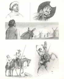 Planche noir et blanc, Don Quichotte de la Manche, Paul & Gaëtan Brizzi