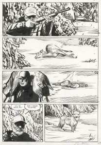 Black and white original page, Le Loup, Jean-Marc Rochette