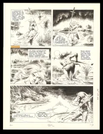 Planche noir et blanc, Rahan, Le territoire des ombres, André Cheret