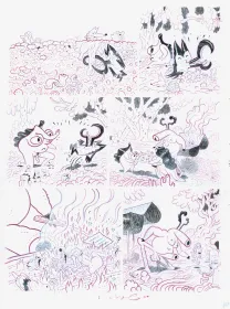 Black and white original page, Dog Head, Dave Cooper