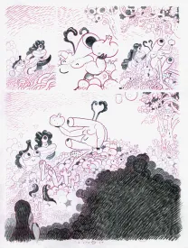 Black and white original page, Dog Head, Dave Cooper