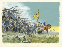 Illustration couleur, La Vie privée des Hommes, Au temps de Louis XV et des guerres en dentelle... (T.24), Pierre Joubert