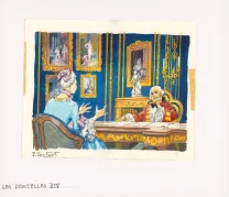 Illustration couleur, La Vie privée des Hommes, Au temps de Louis XV et des guerres en dentelle... (T.24), Pierre Joubert