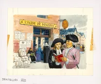 Illustration couleur, La Vie privée des Hommes, Au temps de Louis XV et des guerres en dentelle... (T.24), Pierre Joubert