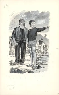 Colored illustration, Les Aventures du Chat-Tigre, Mik et la Pierre du Soleil (T.12), Pierre Joubert